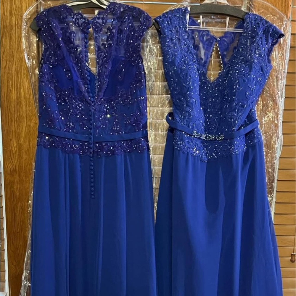Elegant Blue Beaded Gown